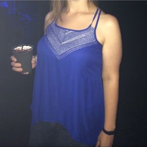 FLOWY asymmetrical hem tank with T strap back